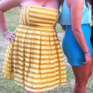 Yellow stripped cocktail dress